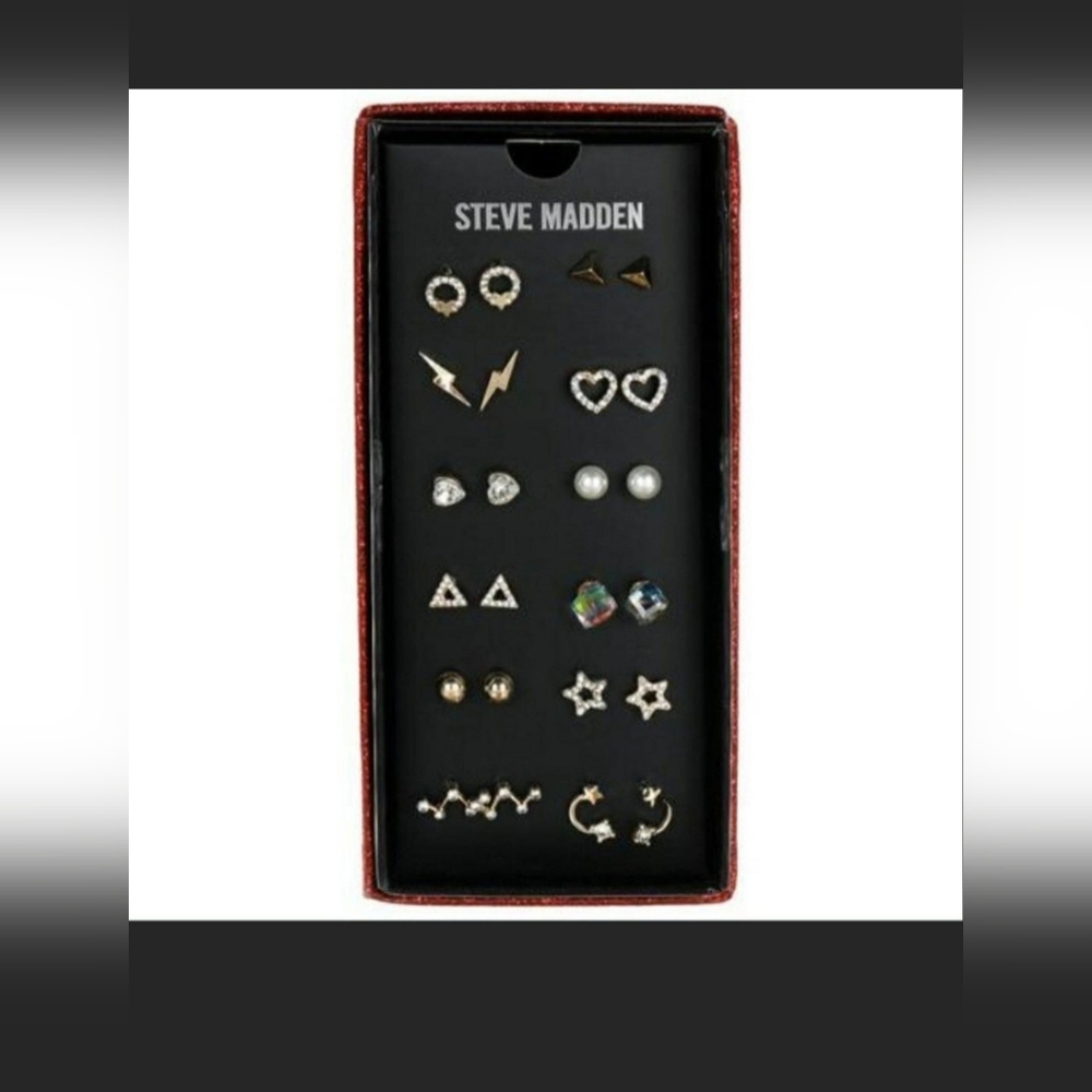 Steve Madden 12Pc Mixed Metal Stud Earrings Gift Set